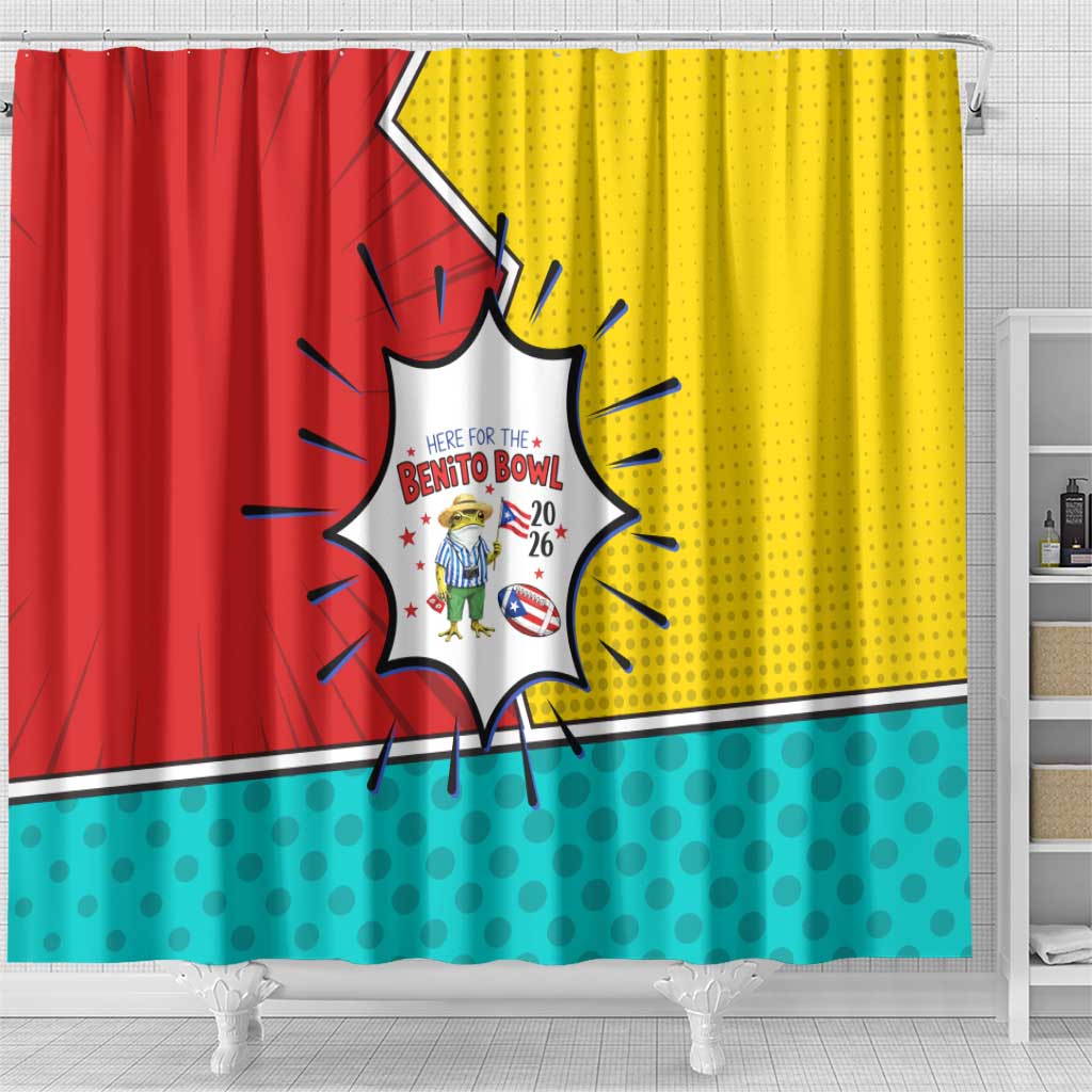 Benito Bowl Puerto Rican Frog Shower Curtain Playful Pop‑Culture Game Day