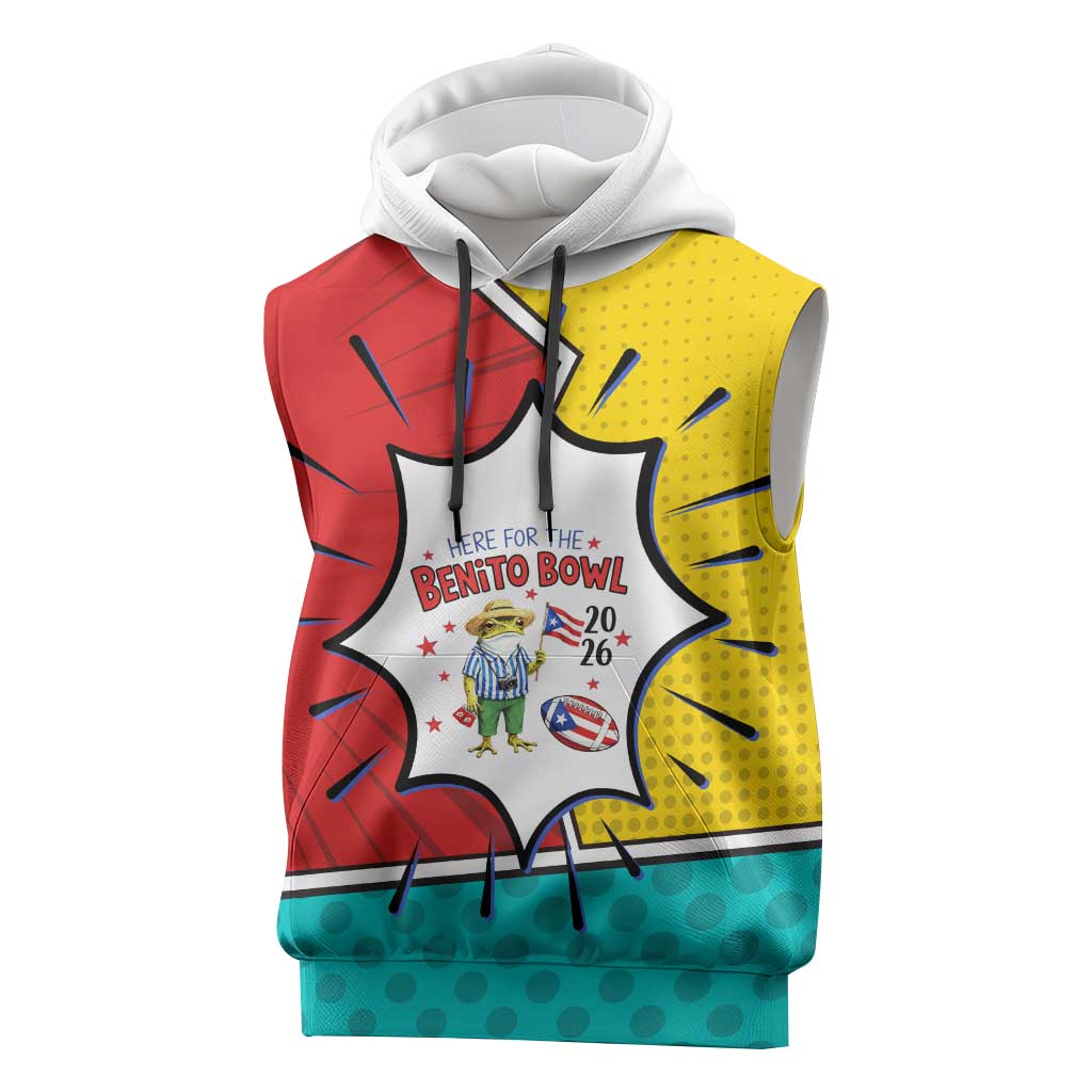 Benito Bowl Puerto Rican Frog Sleeveless Hoodie Playful Pop‑Culture Game Day
