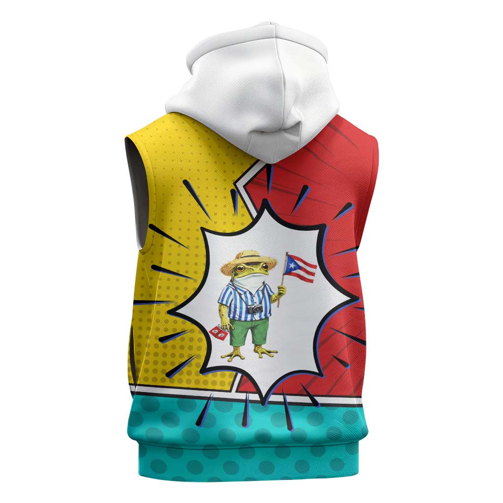 Benito Bowl Puerto Rican Frog Sleeveless Hoodie Playful Pop‑Culture Game Day