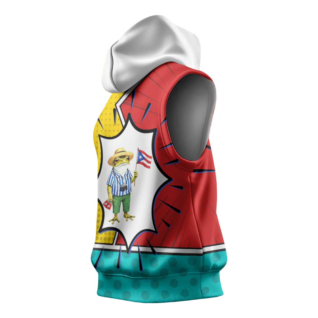 Benito Bowl Puerto Rican Frog Sleeveless Hoodie Playful Pop‑Culture Game Day