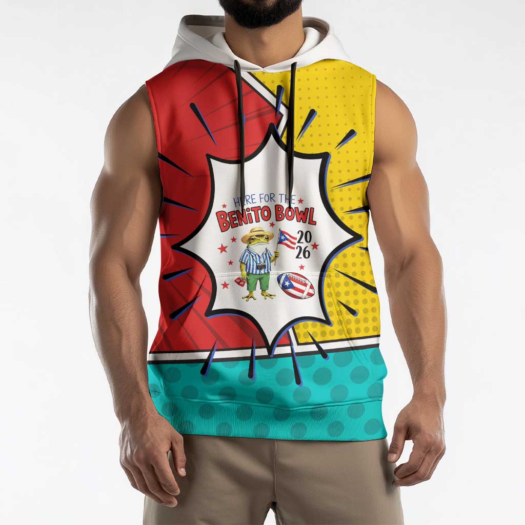 Benito Bowl Puerto Rican Frog Sleeveless Hoodie Playful Pop‑Culture Game Day