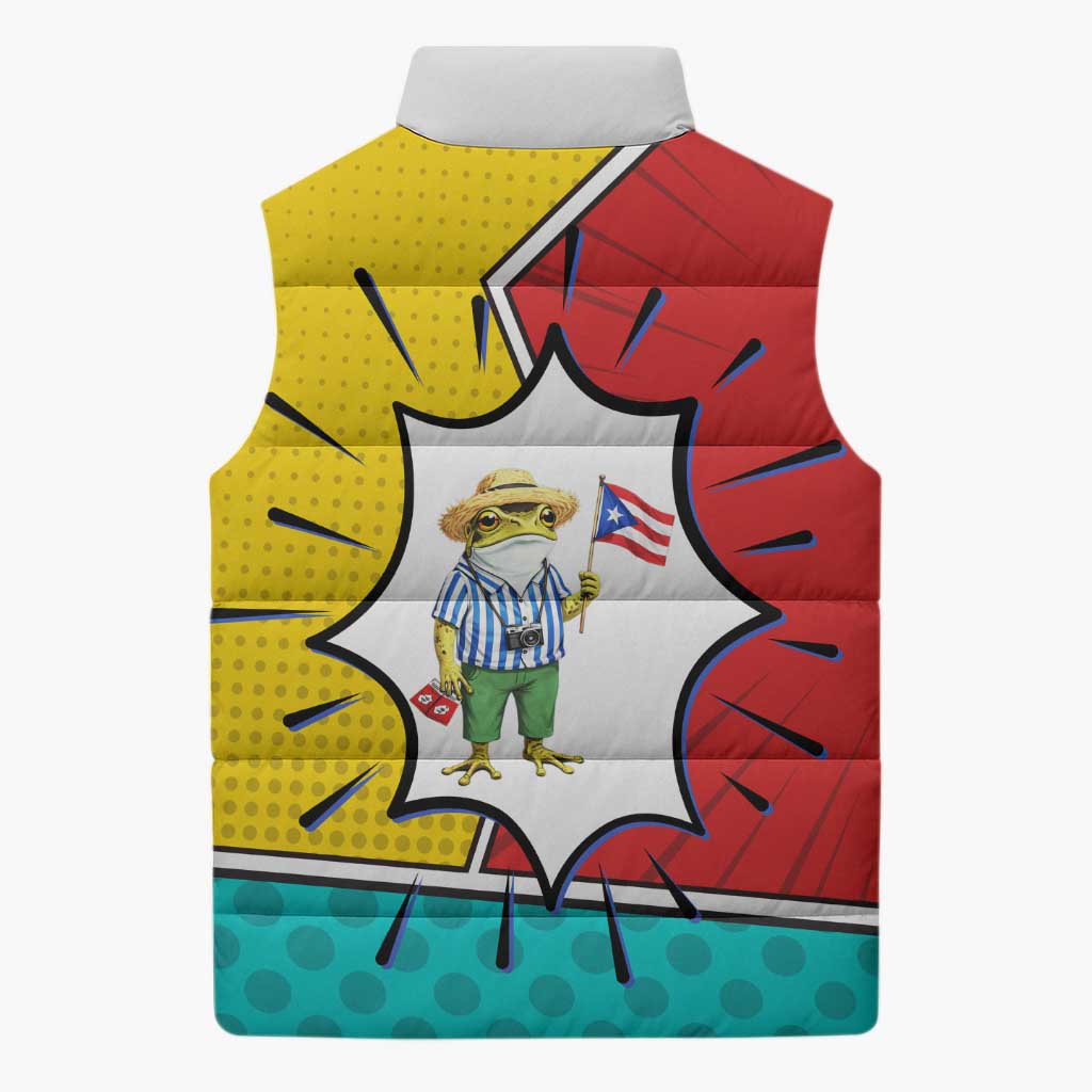 Benito Bowl Puerto Rican Frog Sleeveless Puffer Jacket Playful Pop‑Culture Game Day