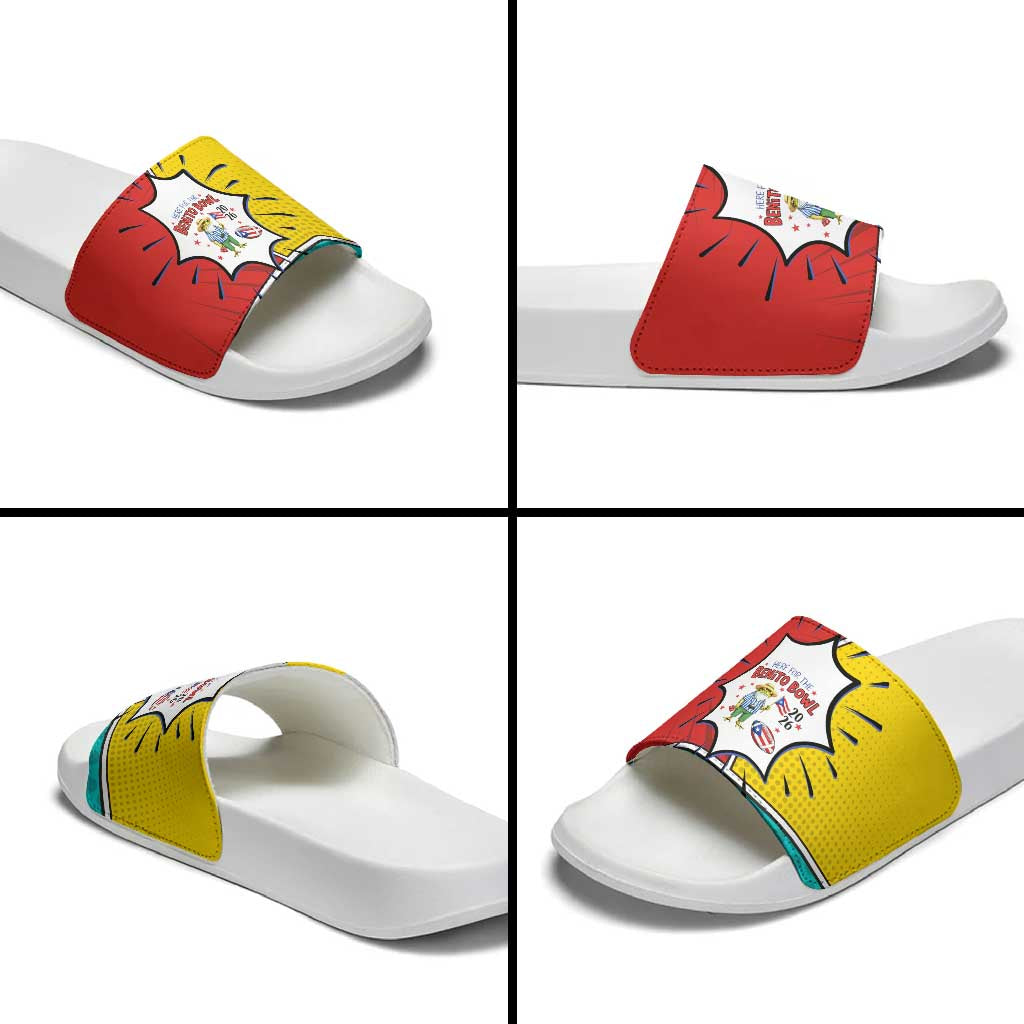 Benito Bowl Puerto Rican Frog Slide Sandals Playful Pop‑Culture Game Day