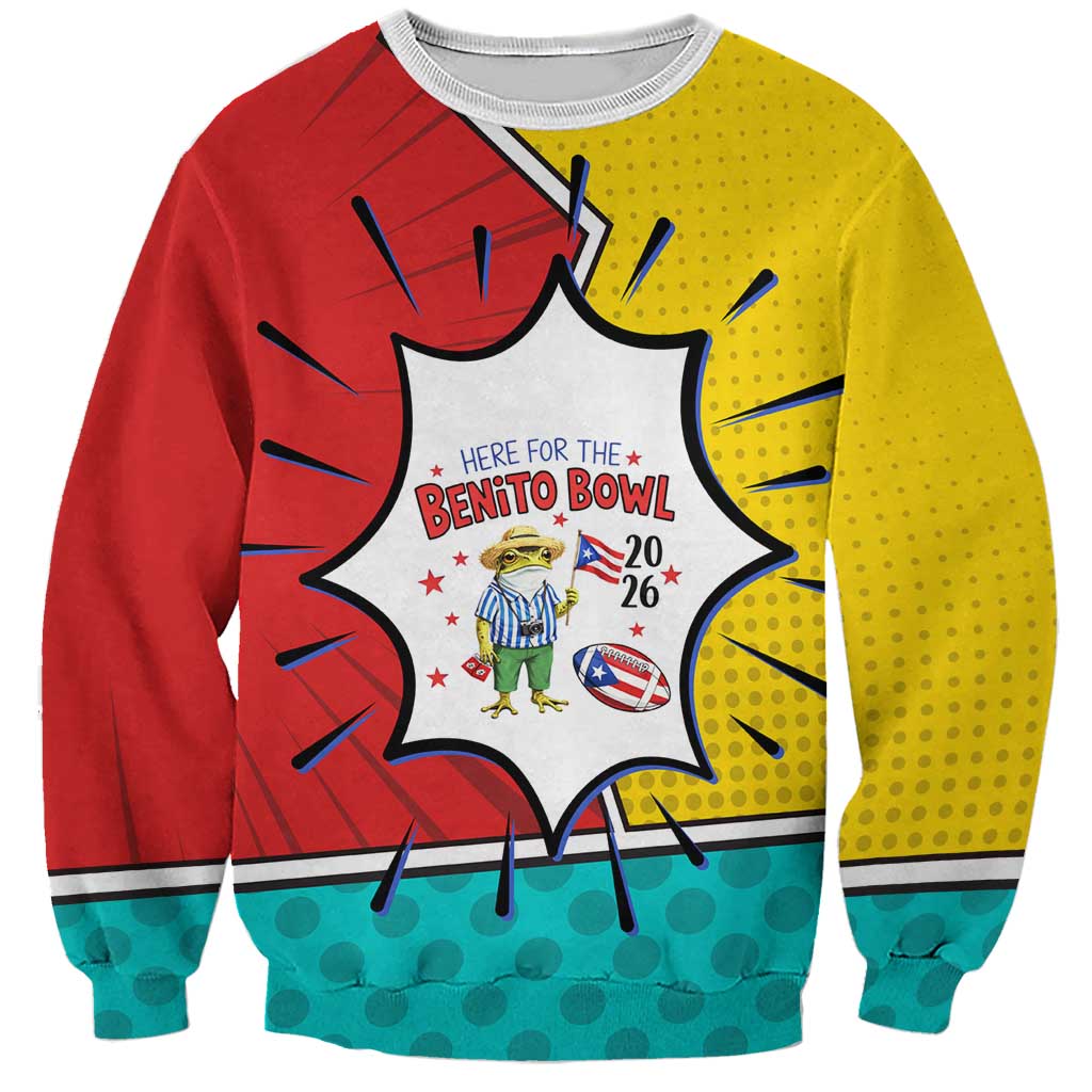 Benito Bowl Puerto Rican Frog Sweatshirt Playful Pop‑Culture Game Day