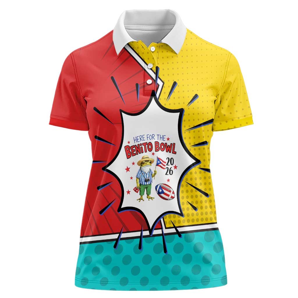 Benito Bowl Puerto Rican Frog Women Polo Shirt Playful Pop‑Culture Game Day