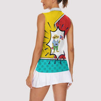 Benito Bowl Puerto Rican Frog Women Sleeveless Polo Shirt Playful Pop‑Culture Game Day