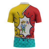 Benito Bowl Puerto Rican Frog Zipper Polo Shirt Playful Pop‑Culture Game Day
