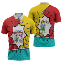 Benito Bowl Puerto Rican Frog Zipper Polo Shirt Playful Pop‑Culture Game Day
