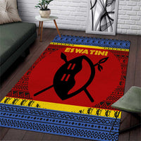 Eswatini Flag Area Rug with Traditional Shield Spear and Cultural Pattern Design - Wonder Print Shop