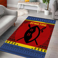 Eswatini Flag Area Rug with Traditional Shield Spear and Cultural Pattern Design - Wonder Print Shop