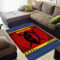 Eswatini Flag Area Rug with Traditional Shield Spear and Cultural Pattern Design - Wonder Print Shop