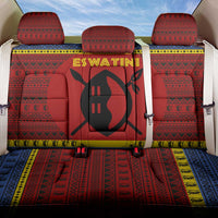 Eswatini Flag Back Car Seat Cover with Traditional Shield Spear and Cultural Pattern Design - Wonder Print Shop