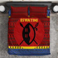 Eswatini Flag Bedding Set with Traditional Shield Spear and Cultural Pattern Design - Wonder Print Shop