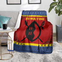 Eswatini Flag Blanket with Traditional Shield Spear and Cultural Pattern Design - Wonder Print Shop