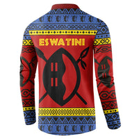 Eswatini Flag Button Sweatshirt with Traditional Shield Spear and Cultural Pattern Design - Wonder Print Shop