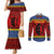 Eswatini Flag Couples Matching Mermaid Dress and Long Sleeve Button Shirt with Traditional Shield Spear and Cultural Pattern Design - Wonder Print Shop