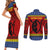 Eswatini Flag Couples Matching Short Sleeve Bodycon Dress and Long Sleeve Button Shirt with Traditional Shield Spear and Cultural Pattern Design - Wonder Print Shop