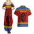 Eswatini Flag Couples Matching Summer Maxi Dress and Hawaiian Shirt with Traditional Shield Spear and Cultural Pattern Design - Wonder Print Shop
