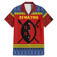 Eswatini Flag Family Matching Mermaid Dress and Hawaiian Shirt with Traditional Shield Spear and Cultural Pattern Design - Wonder Print Shop