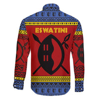Eswatini Flag Family Matching Mermaid Dress and Hawaiian Shirt with Traditional Shield Spear and Cultural Pattern Design - Wonder Print Shop