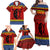 Eswatini Flag Family Matching Off Shoulder Maxi Dress and Hawaiian Shirt with Traditional Shield Spear and Cultural Pattern Design - Wonder Print Shop