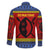 Eswatini Flag Family Matching Off Shoulder Short Dress and Hawaiian Shirt with Traditional Shield Spear and Cultural Pattern Design - Wonder Print Shop