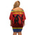 Eswatini Flag Family Matching Off Shoulder Short Dress and Hawaiian Shirt with Traditional Shield Spear and Cultural Pattern Design - Wonder Print Shop
