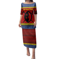 Eswatini Flag Family Matching Puletasi and Hawaiian Shirt with Traditional Shield Spear and Cultural Pattern Design - Wonder Print Shop