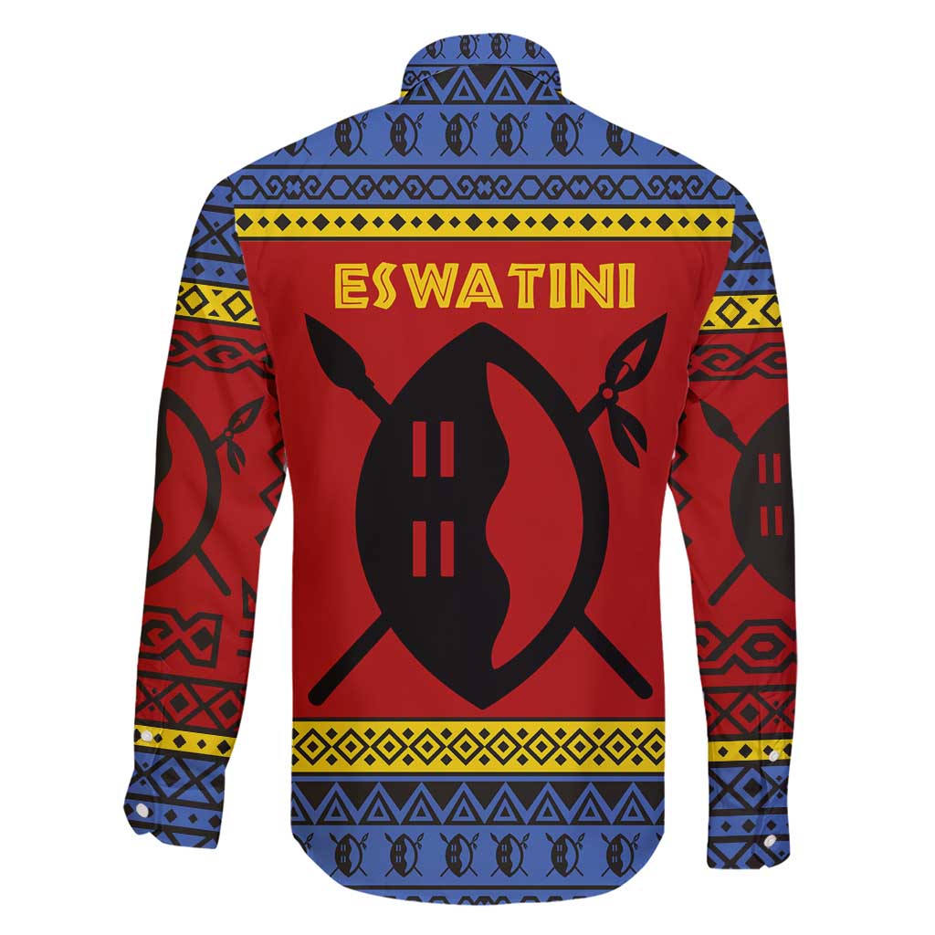 Eswatini Flag Family Matching Short Sleeve Bodycon Dress and Hawaiian Shirt with Traditional Shield Spear and Cultural Pattern Design - Wonder Print Shop