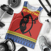Eswatini Flag Men Tank Top with Traditional Shield Spear and Cultural Pattern Design - Wonder Print Shop
