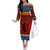 Eswatini Flag Off The Shoulder Long Sleeve Dress with Traditional Shield Spear and Cultural Pattern Design - Wonder Print Shop
