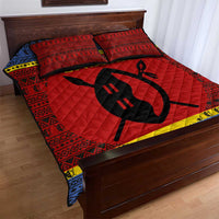 Eswatini Flag Quilt Bed Set with Traditional Shield Spear and Cultural Pattern Design - Wonder Print Shop
