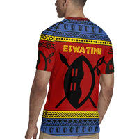 Eswatini Flag Rugby Jersey with Traditional Shield Spear and Cultural Pattern Design - Wonder Print Shop
