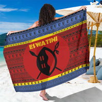 Eswatini Flag Sarong with Traditional Shield Spear and Cultural Pattern Design - Wonder Print Shop