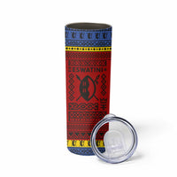 Eswatini Flag Skinny Tumbler with Traditional Shield Spear and Cultural Pattern Design - Wonder Print Shop