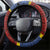 Eswatini Flag Steering Wheel Cover with Traditional Shield Spear and Cultural Pattern Design - Wonder Print Shop