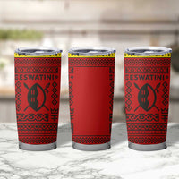 Eswatini Flag Tumbler Cup with Traditional Shield Spear and Cultural Pattern Design - Wonder Print Shop