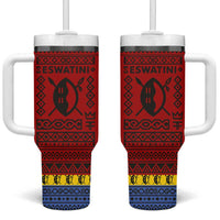 Eswatini Flag Tumbler With Handle with Traditional Shield Spear and Cultural Pattern Design - Wonder Print Shop