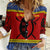 Eswatini Flag Women Casual Shirt with Traditional Shield Spear and Cultural Pattern Design - Wonder Print Shop