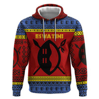 Eswatini Flag Zip Hoodie with Traditional Shield Spear and Cultural Pattern Design - Wonder Print Shop