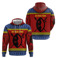 Eswatini Flag Zip Hoodie with Traditional Shield Spear and Cultural Pattern Design - Wonder Print Shop