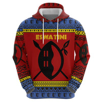 Eswatini Flag Zip Hoodie with Traditional Shield Spear and Cultural Pattern Design - Wonder Print Shop