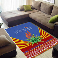 Eswatini Aloe Vera Area Rug with Flag Print and Cultural Motif From Thorn to Flame