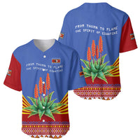 Eswatini Aloe Vera Baseball Jersey with Flag Print and Cultural Motif From Thorn to Flame