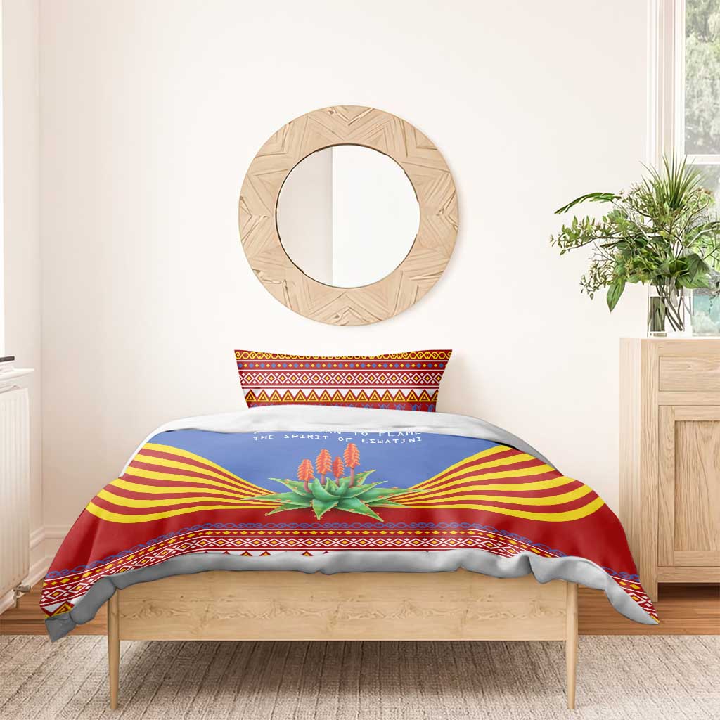 Eswatini Aloe Vera Bedding Set with Flag Print and Cultural Motif From Thorn to Flame