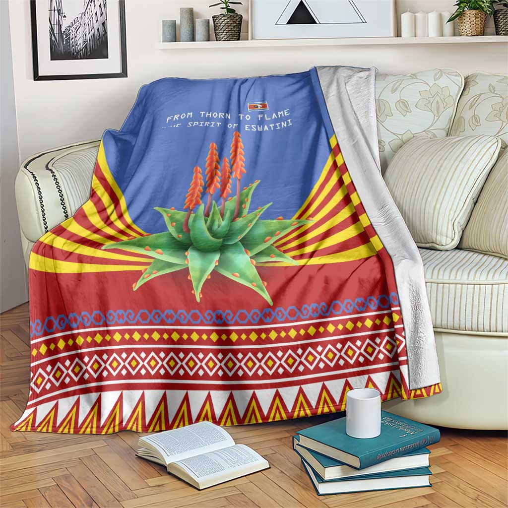 Eswatini Aloe Vera Blanket with Flag Print and Cultural Motif From Thorn to Flame