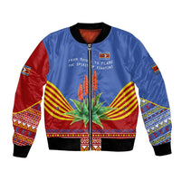 Eswatini Aloe Vera Bomber Jacket with Flag Print and Cultural Motif From Thorn to Flame