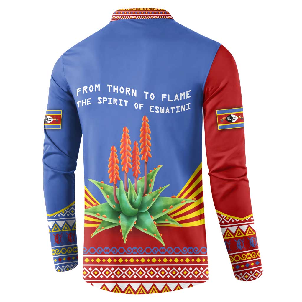 Eswatini Aloe Vera Button Sweatshirt with Flag Print and Cultural Motif From Thorn to Flame