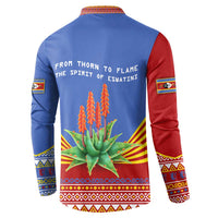 Eswatini Aloe Vera Button Sweatshirt with Flag Print and Cultural Motif From Thorn to Flame