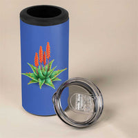 Eswatini Aloe Vera 4 in 1 Can Cooler Tumbler with Flag Print and Cultural Motif From Thorn to Flame